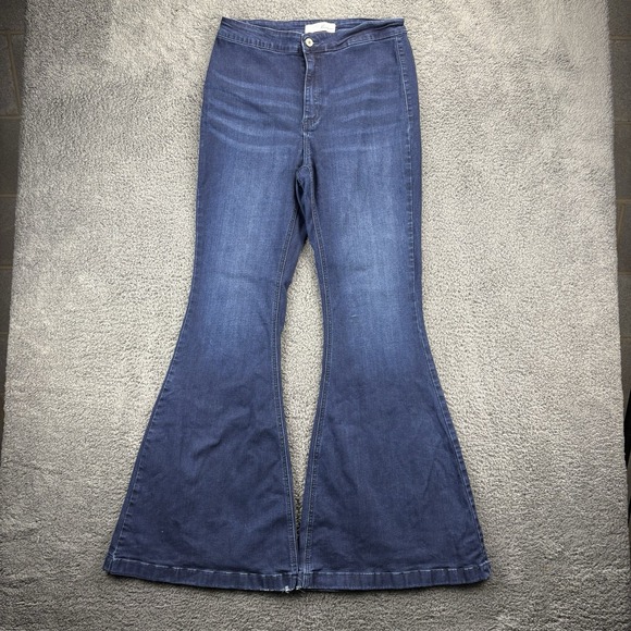 Kancan Jeans Women 13/30 (30x32) Jainey‎ Highrise Flare Dark Blue Denim - Picture 1 of 13